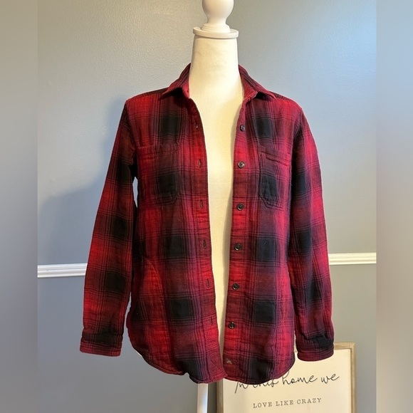 Eddie Bauer Women's Warm Buffalo Plaid Button Down‎ Flannel Shirt Jacket Shaket - Picture 2 of 10